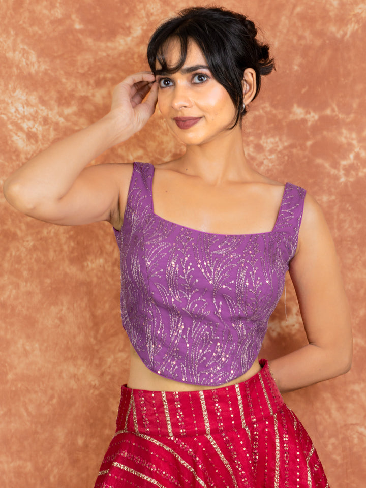 Hand Embroidered Corset Square Neck Sleeveless Readymade Saree Blouse | 4 Colours | Sizes 32–40 | C2