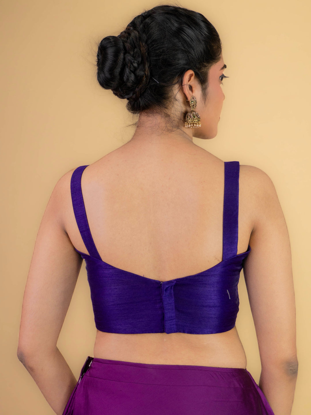 Dupion Silk Sleeveless V Neck Spaghetti Strap Readymade Saree Blouse | 4 Colours | Sizes 32–40 | SP3