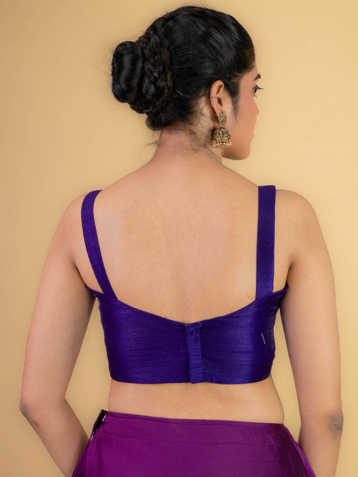Dupion Silk Sleeveless V Neck Spaghetti Strap Readymade Saree Blouse | 4 Colours | Sizes 32–40 | SP3