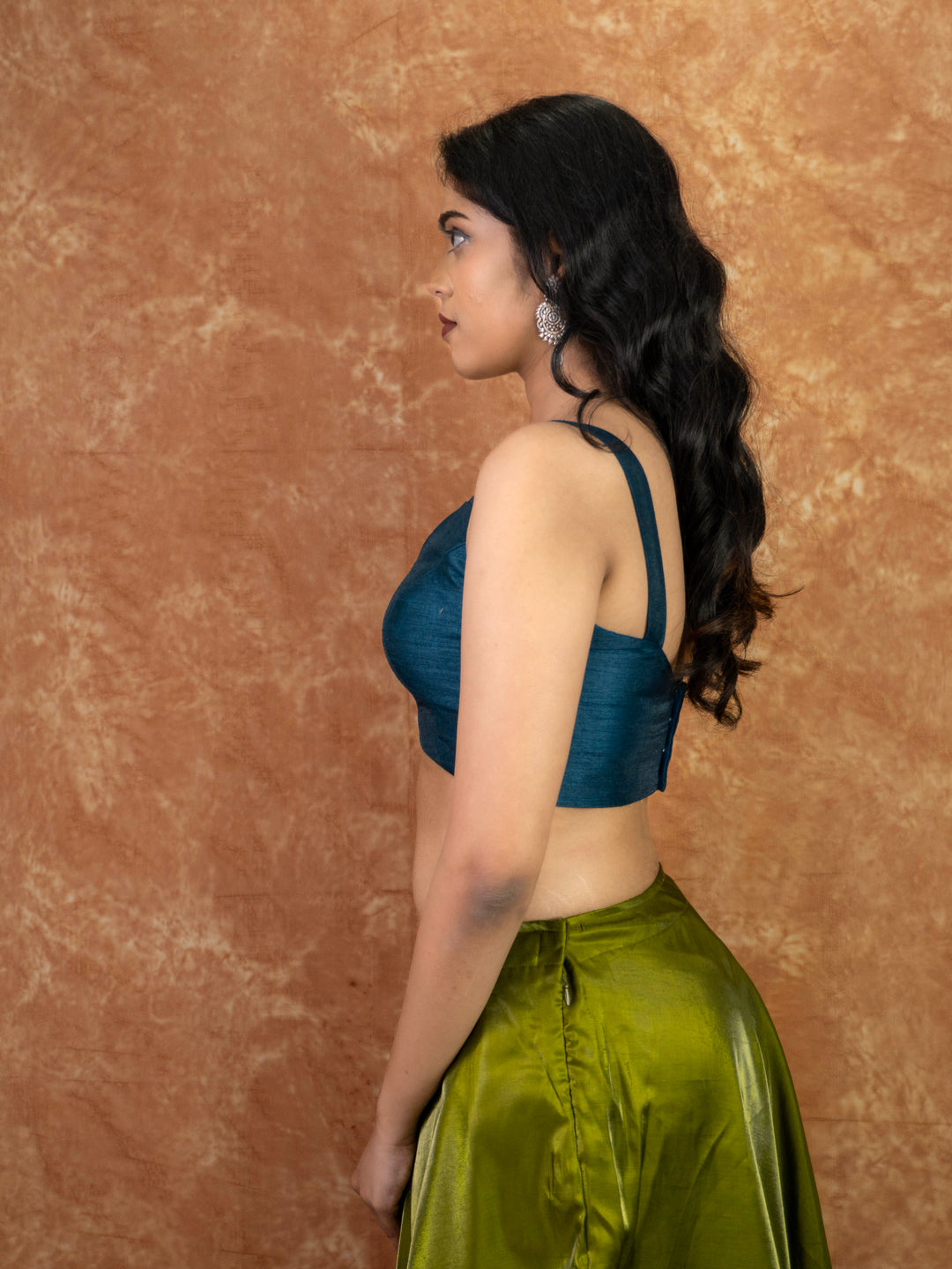 Dupion Silk Sleeveless V Neck Spaghetti Strap Readymade Saree Blouse | 4 Colours | Sizes 32–40 | SP3